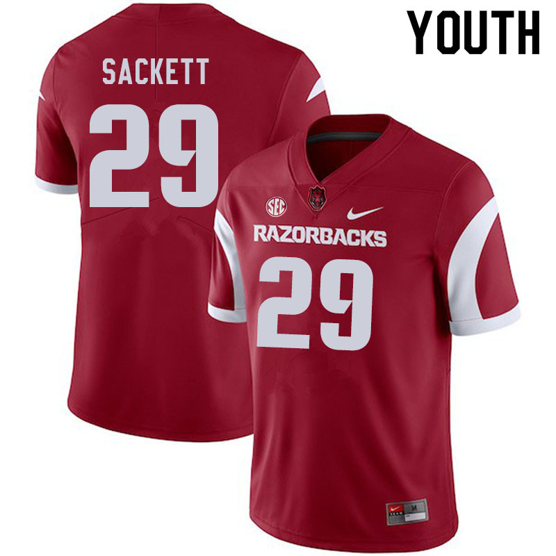 Youth #29 Andrew Sackett Arkansas Razorbacks College Football Jerseys Sale-Cardinal - Click Image to Close